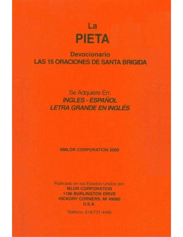 la pieta devocionario las 15 oraciones de santa brigida